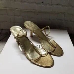 Ann Marino Metallic Gold Strappy Heeled Sandals